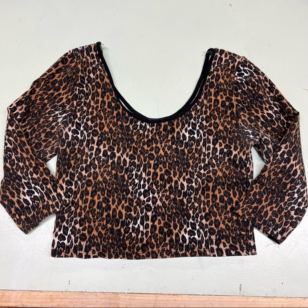 Wet Seal Leopard Print Scoop Neck Crop Top
